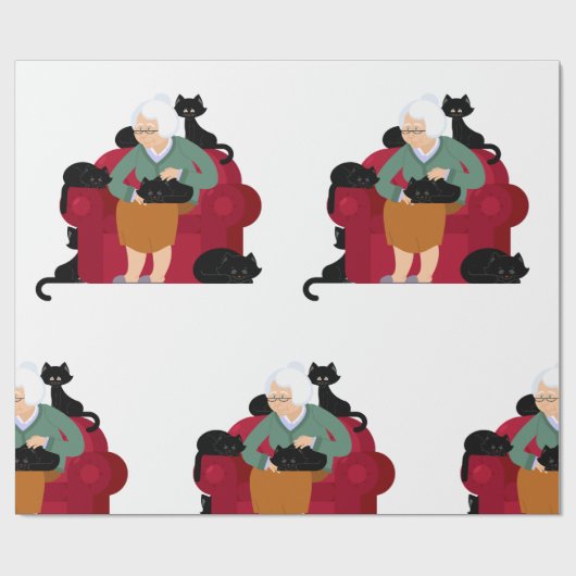 Old Cat Lady Cadeaupapier (Vlak)