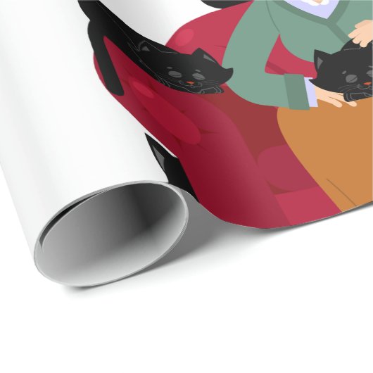 Old Cat Lady Cadeaupapier (Rol Hoek)