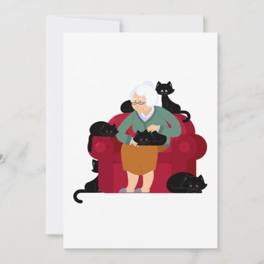 Old Cat Lady Uitnodiging (Voorkant)