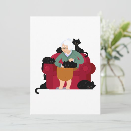 Old Cat Lady Uitnodiging (Staand voorkant)