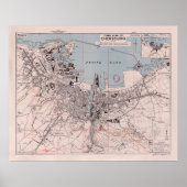Old Cherbourg France Map (1943) Normandy Poster (Voorkant)