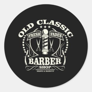 Old Classic Barber Ronde Sticker