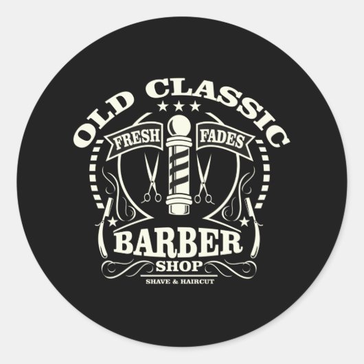 Old Classic Barber Ronde Sticker (Voorkant)