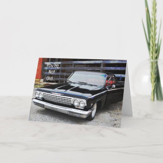 Old Classic Car Black  Impala Fun Verjaardag Kaart (Voorkant)