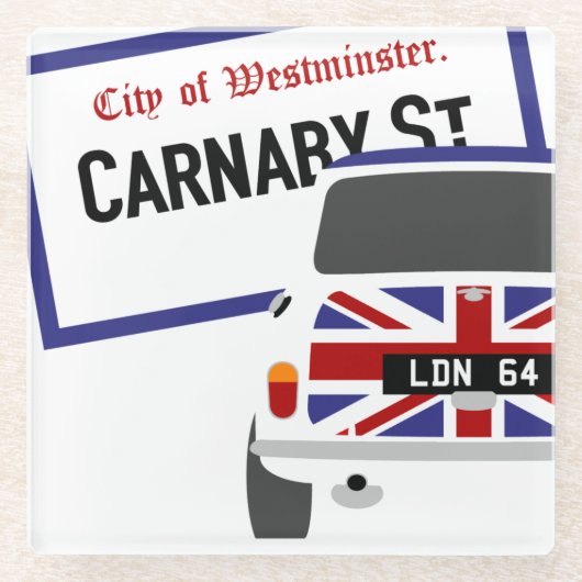 Old Classic Original 1960 Londen Mini Cooper Glazen Onderzetter (Voorkant)