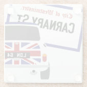 Old Classic Original 1960 Londen Mini Cooper Glazen Onderzetter (Achterkant)