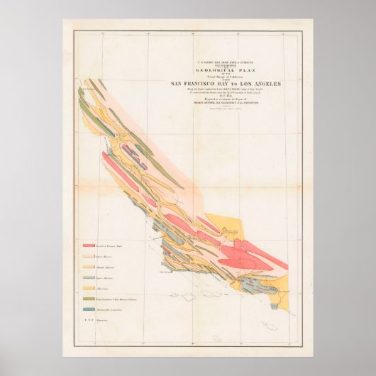 Old Coastal California Geology Map (1856)  Poster (Voorkant)