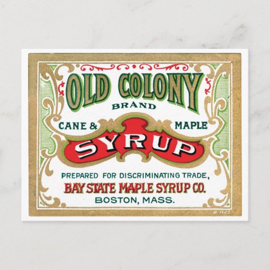 Old Colony Cane & Maple Syrup Vintage Ad Briefkaart (Voorkant)