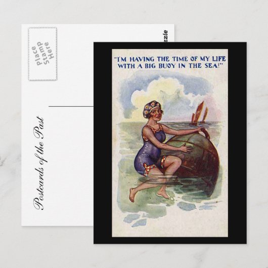 Old Comic Briefkaart - Fun with a big Buoy (Voorkant / Achterkant)