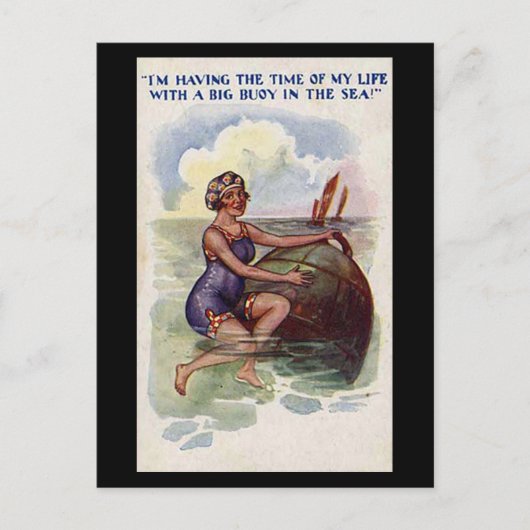 Old Comic Briefkaart - Fun with a big Buoy (Voorkant)