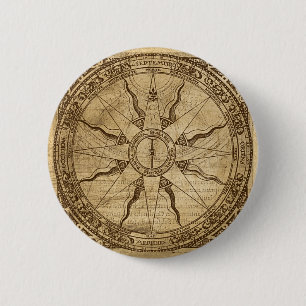 Old Compass Roos Ronde Button 5,7 Cm