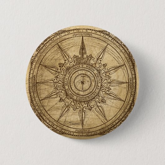 Old Compass Roos Ronde Button 5,7 Cm (Voorkant)