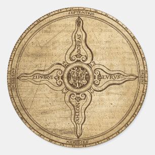 Old Compass Roos Ronde Sticker