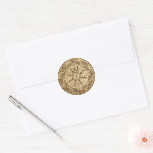 Old Compass Roos Ronde Sticker (Envelop)