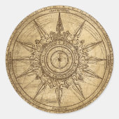 Old Compass Roos Ronde Sticker (Voorkant)