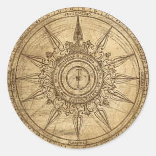 Old Compass Roos Ronde Sticker