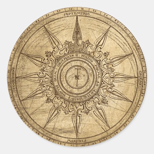 Old Compass Roos Ronde Sticker (Voorkant)