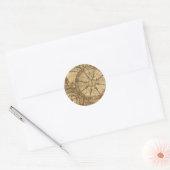 Old Compass Roos Ronde Sticker (Envelop)
