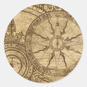 Old Compass Roos Ronde Sticker