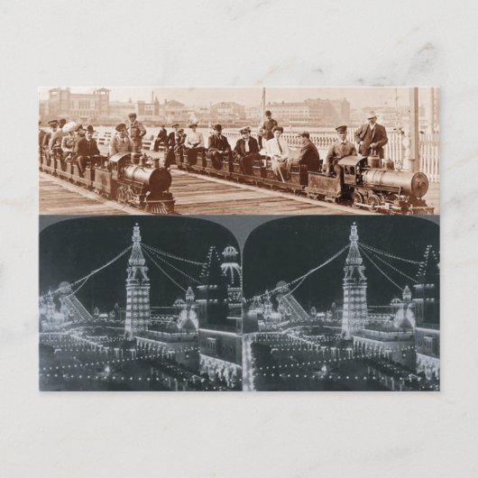 Old Coney Island Trains, Luna Park Afbeelding Brie Briefkaart (Voorkant)