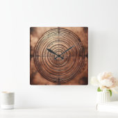 old copper circular grooves vierkante klok (Huis)