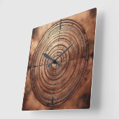 old copper circular grooves vierkante klok (Hoek)