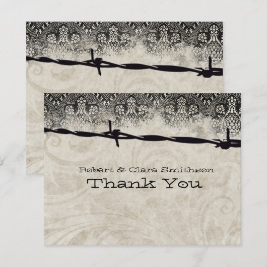 Old Country Barbed Wire Dank je Bedankkaart (Voorkant / Achterkant)