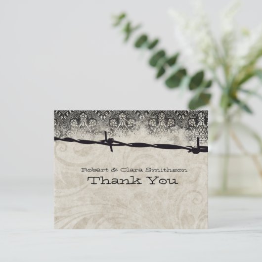 Old Country Barbed Wire Dank je Bedankkaart (Staand voorkant)