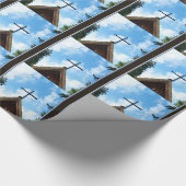 Old Country Church Blue en Brown Kerstmis Cadeaupapier (Hoek)