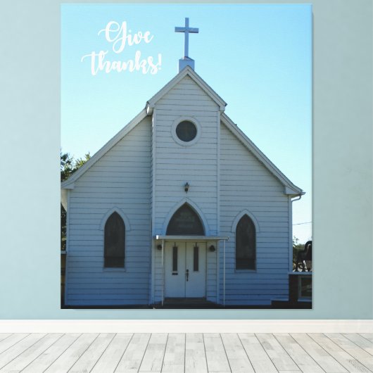 Old Country Church Thanksgiving op een Canvas Afdruk (Insitu (Houten vloer))