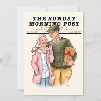 Old Couple  Magazine (Norman Rockwell Style) Feestdagenkaart