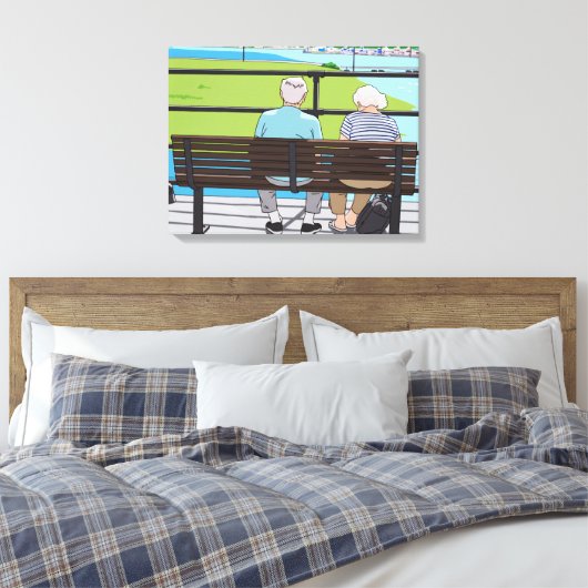 Old couple on a bench canvas print (Insitu (Slaapkamer))