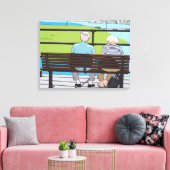Old couple on a bench canvas print (Insitu (Woonkamer))