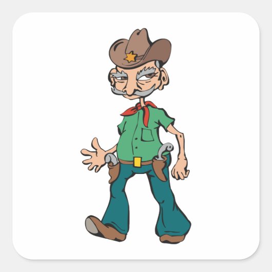 Old Cowboy Vierkante Sticker (Voorkant)