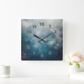 old cracked blue wall vierkante klok (Huis)