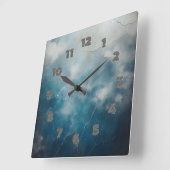 old cracked blue wall vierkante klok (Hoek)