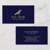 Old Crow Gold Bird Logo Elegant Navy Blue Visitekaartje (Voorkant / Achterkant)