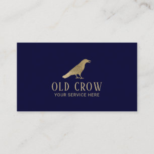 Old Crow Gold Bird Logo Elegant Navy Blue Visitekaartje
