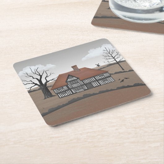 Old Crow Manor Kartonnen Onderzetters (Schuin)