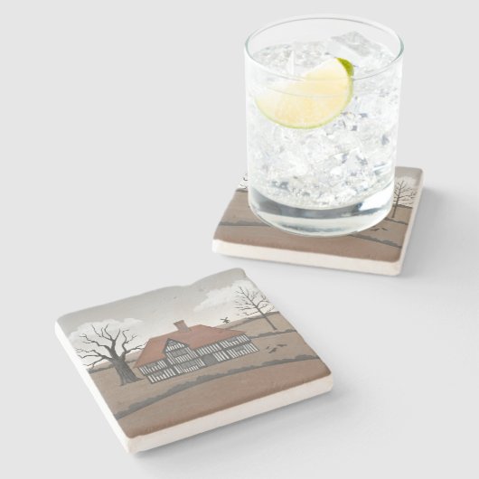 Old Crow Manor Stenen Onderzetter (Zijkant)