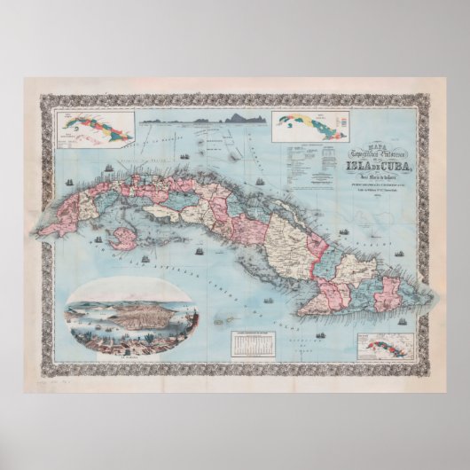 Old Cuba Map (1868)  Cuban Island Atlas Poster (Voorkant)
