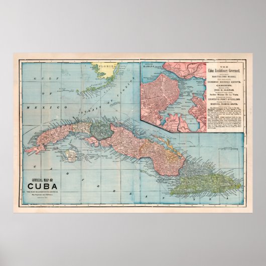 Old Cuba Map (1899)  Cuban Isle Atlas Poster (Voorkant)