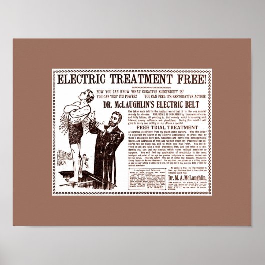 Old Cures: Dr. McLaughlin's ELEKTRISCHE BELT Ad Poster (Voorkant)