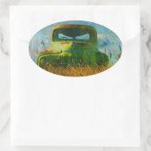 Old Derelict  Truck Art Ovale Sticker (Tas)