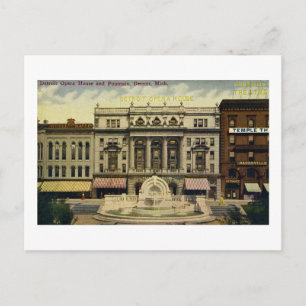 Old Detroit Opera House en Fountain, Detroit, MI Briefkaart