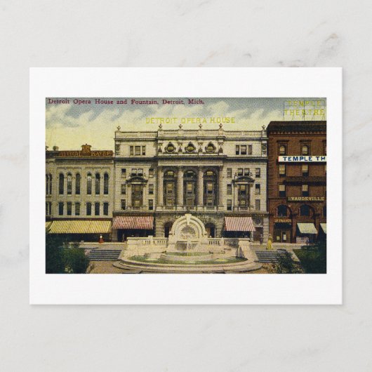 Old Detroit Opera House en Fountain, Detroit, MI Briefkaart (Voorkant)