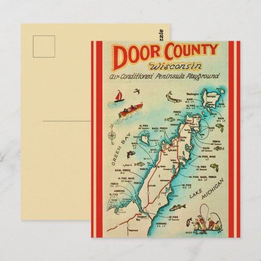 Old Door County Gevist Kaart (Voorkant / Achterkant)