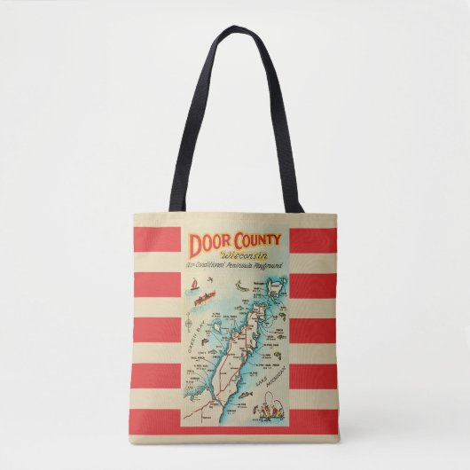 Old Door County Map Shoulder Tote Bag (Voorkant)