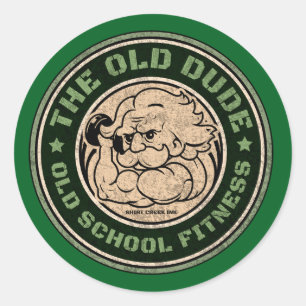 OLD DUDE FITNESS RONDE STICKER