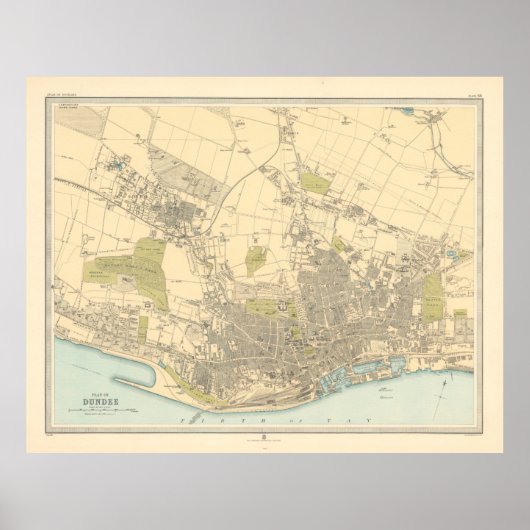 Old Dundee Scotland Map (1912)  Poster (Voorkant)